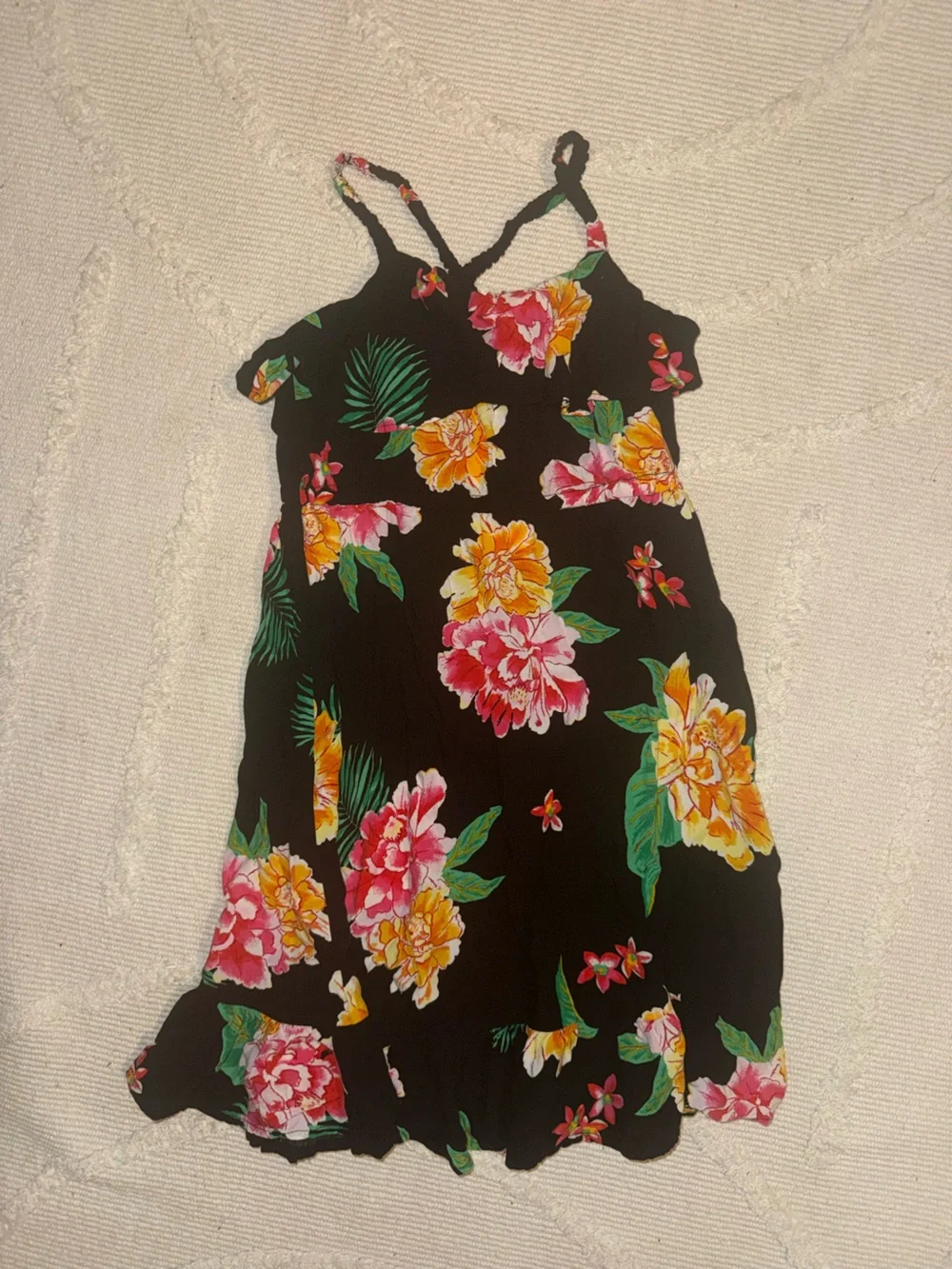 Old Navy Black Maxi Dress with Pink & Yellow Floral Print